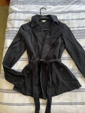 Max Studio Black Tie-Waist Trench Coat